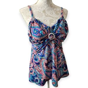 St. John's Bay Colorful Paisley Tankini Size 14
